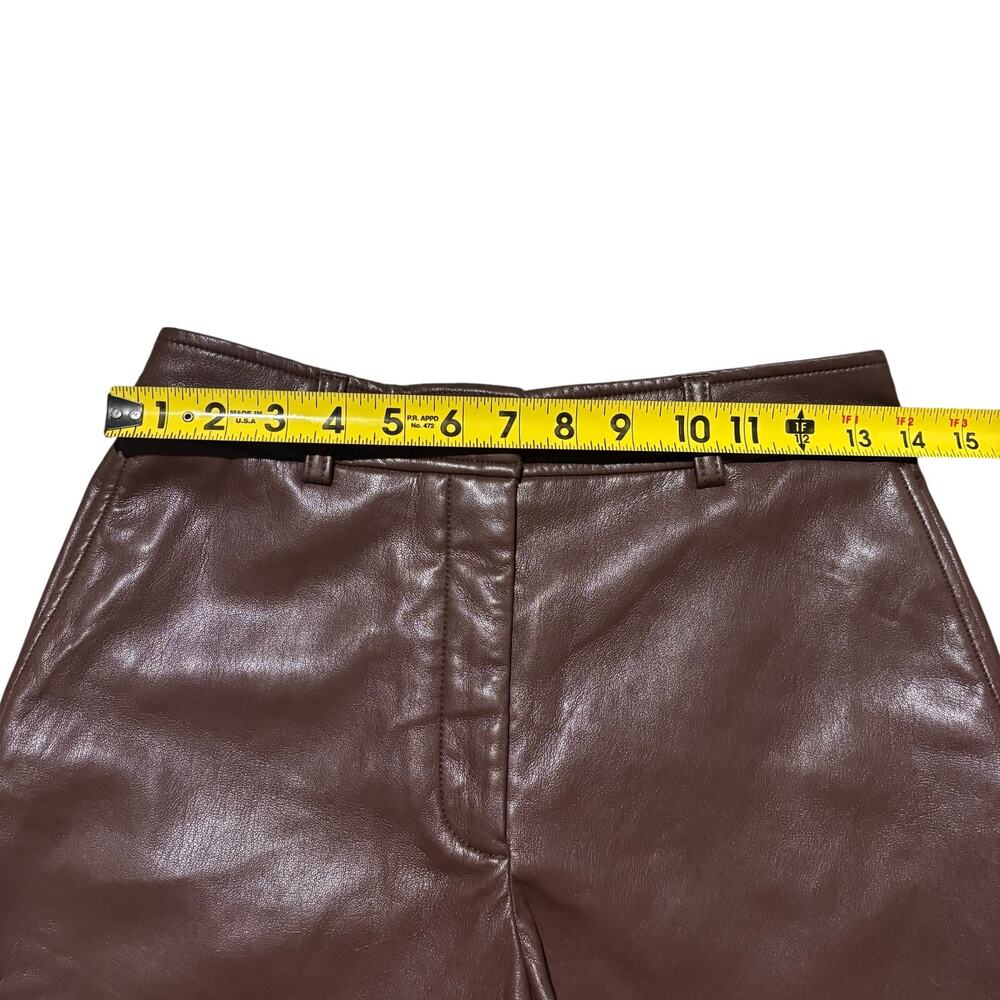 Aritzia Babaton Faux Leather Dark Chocolate Brown Shorts Women’s Size 4 - Picture 6 of 7